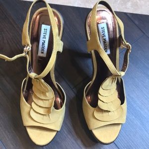 Mustard suede Steve Madden platform heels
